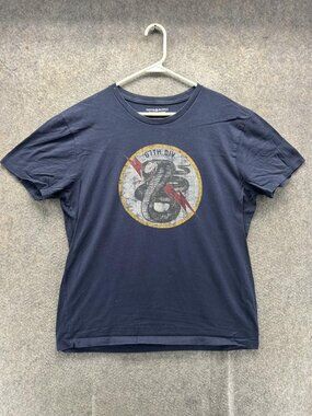 Denim & Supply Ralph Lauren Shirt Mens Large Blue Snake Military Graphic Vintage